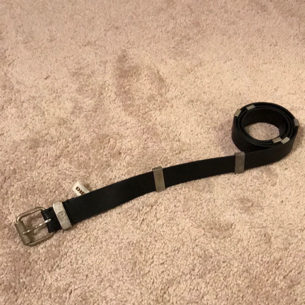 Men’s Diesel belt, black with metal 38 inch